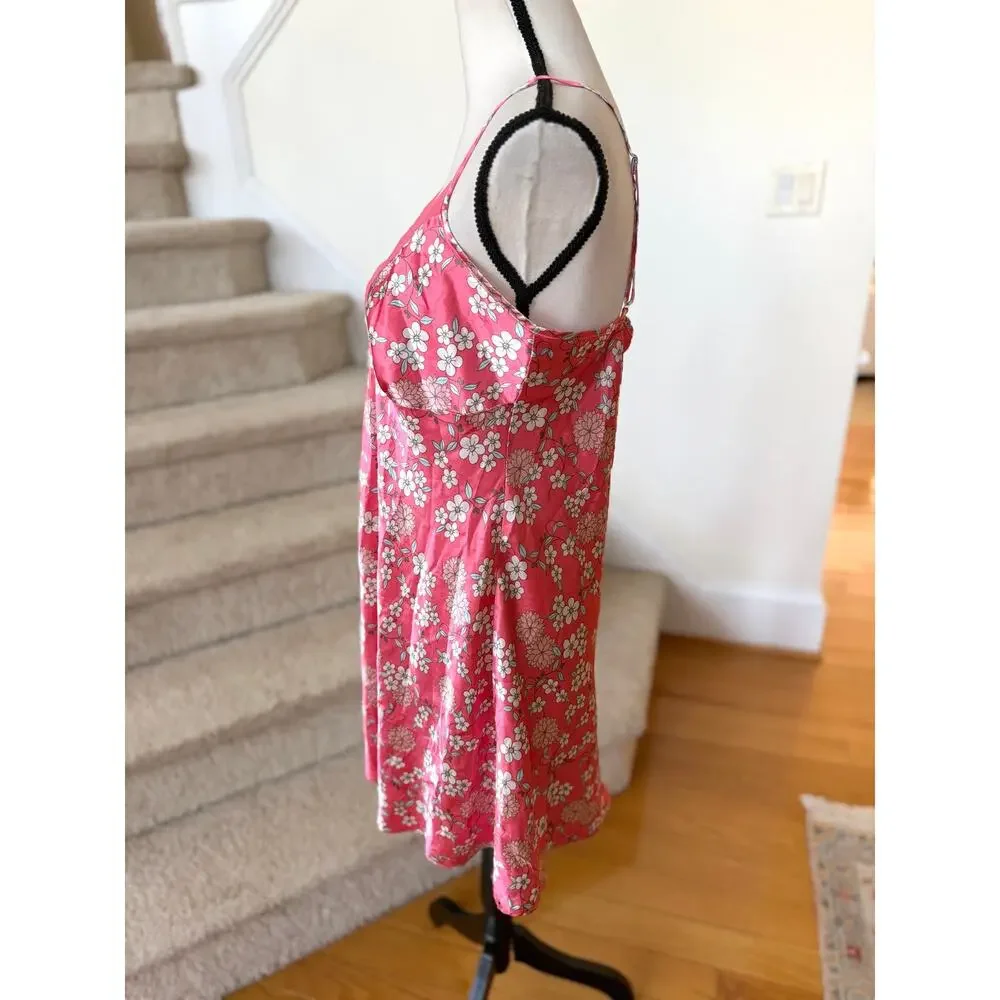 Vintage Y2K Pink White Baby Blue Floral Mini Baby Doll Slip Dress Coquette - Picture 3 of 6